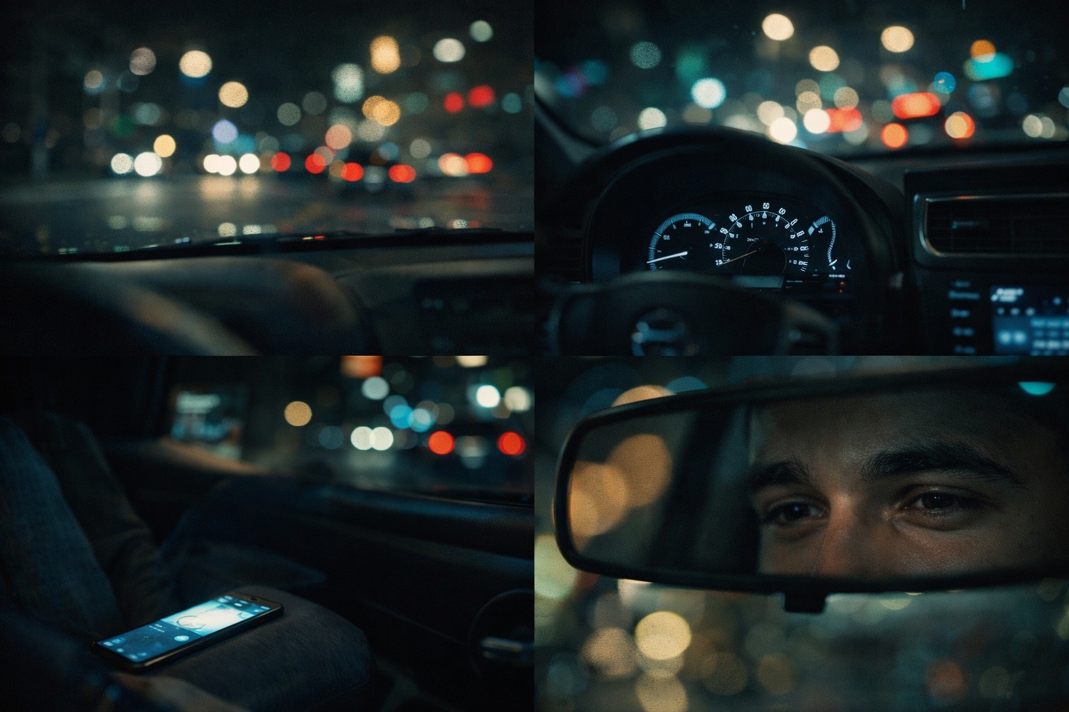 Homem dentro do carro à noite
